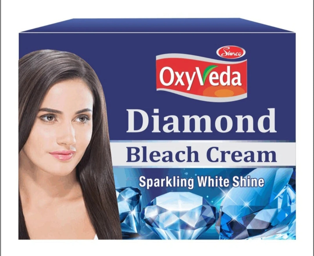 Bleach Cream- OxyVeda DIAMOND Bleach Cream for Instant Sparkling White Shine 43gm (Bleach Cream 35gm & Activator Powder 8gm)