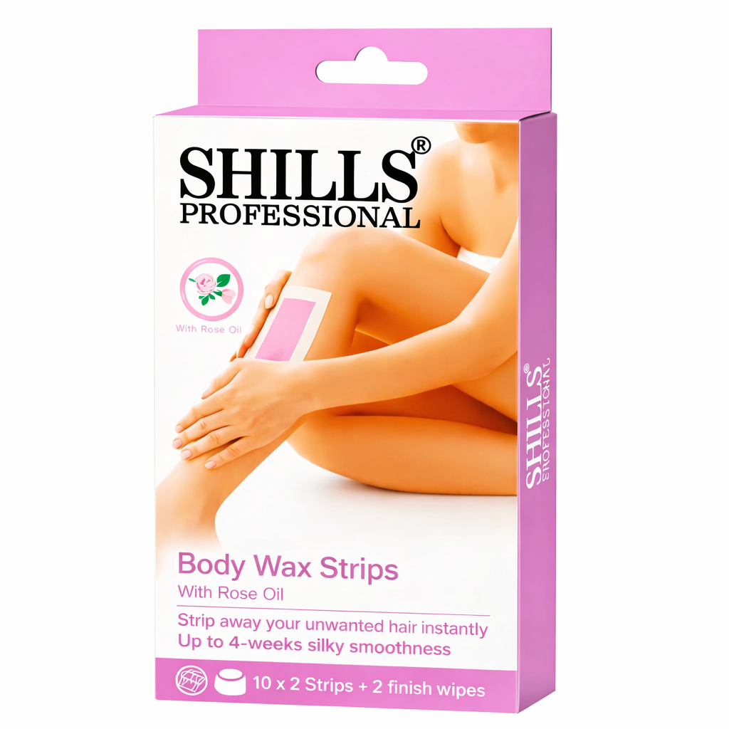 Wax Strips- SHILLS Professional's Ready to Use Wax Strips with Rose Oil for 4 weeks Silky Smoothness - Pack of 10x2 Strips & 2 Finish Wipes