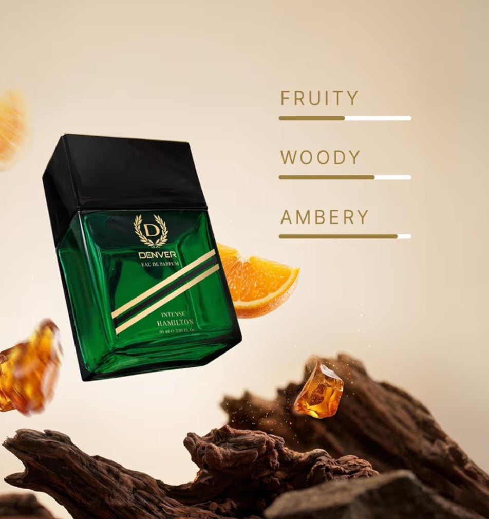 Perfumes & Deodorants- DENVER Hamilton INTENSE Long-Lasting Unisex Perfume with Amber, Woody and Fruity Notes - 60ml