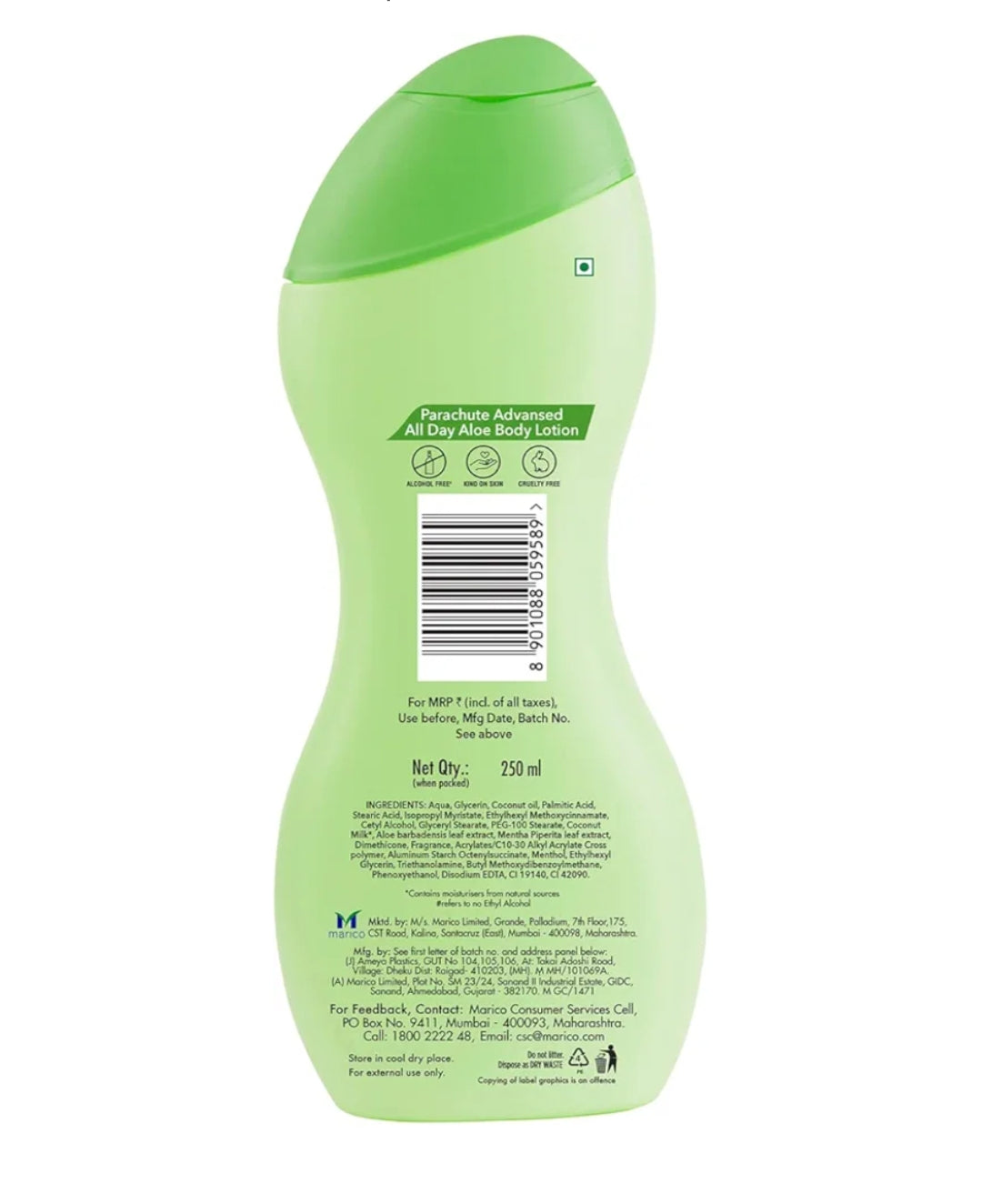 Lotions & Moisturizers- Parachute Advanced All Day Aloe Body Lotion with Coconut Milk & Aloe Vera (72 Hours Moisture) for All Skin Types 250ml