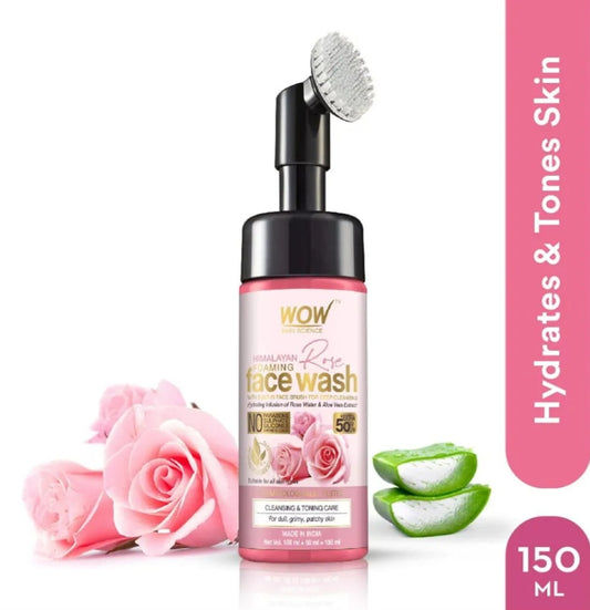 Face Wash- WOW Himalayan Rose Foaming Face Wash with Hydrating Infusion of Rose Water and Aloe Vera Extracts 150ml