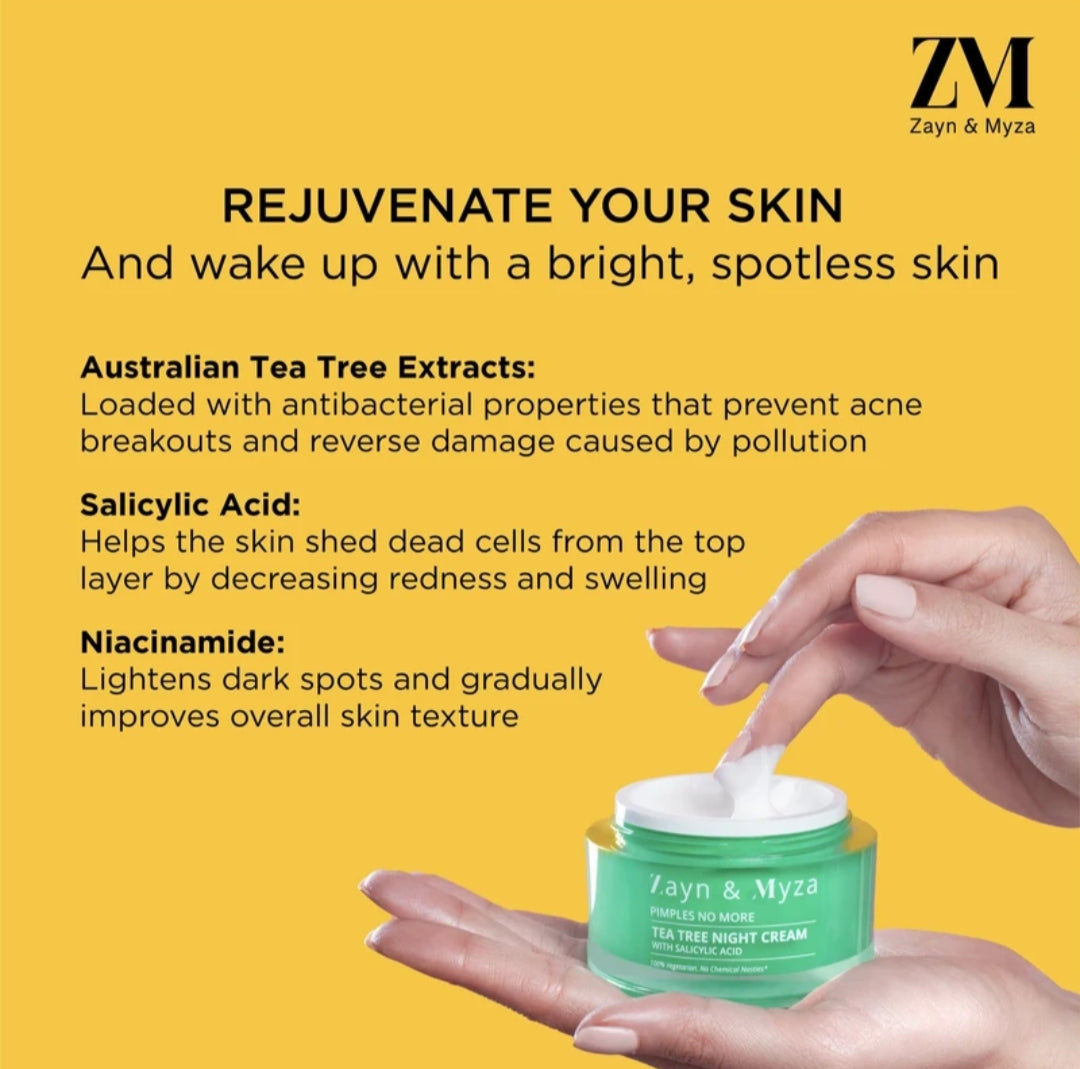 Face Day & Night Cream- Zayn & Myza (ZM) Tea Tree Night Cream with Salicylic Acid 50gm