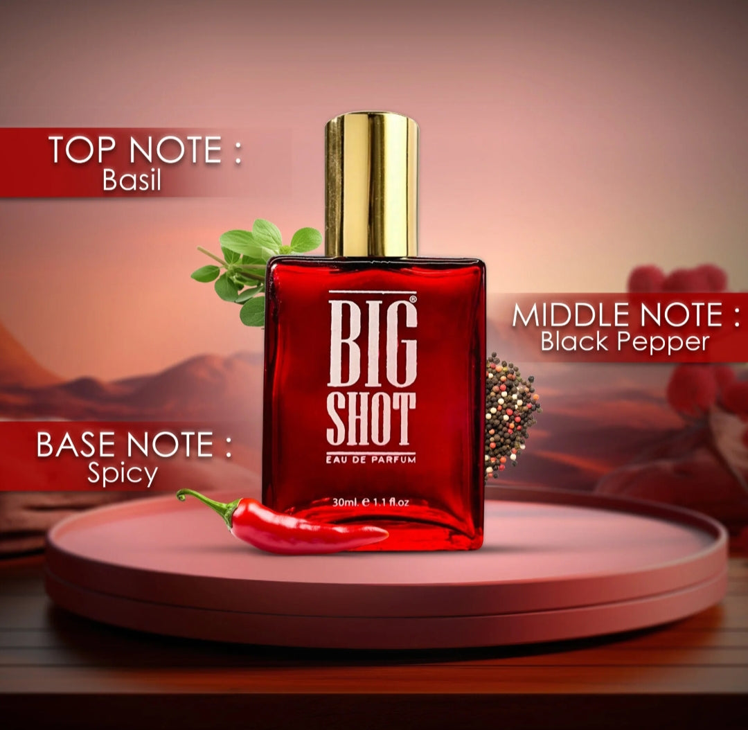 Perfumes & Deodorants- BIG SHOT 'ORIGINAL' Long-Lasting Unisex (Men & Women) EDP Perfume with Blending Notes of Bergamot, Mint, Lavender, Black Pepper, Orange Blossom, and a Base of Amber, Musk, and Sandalwood - 30ml