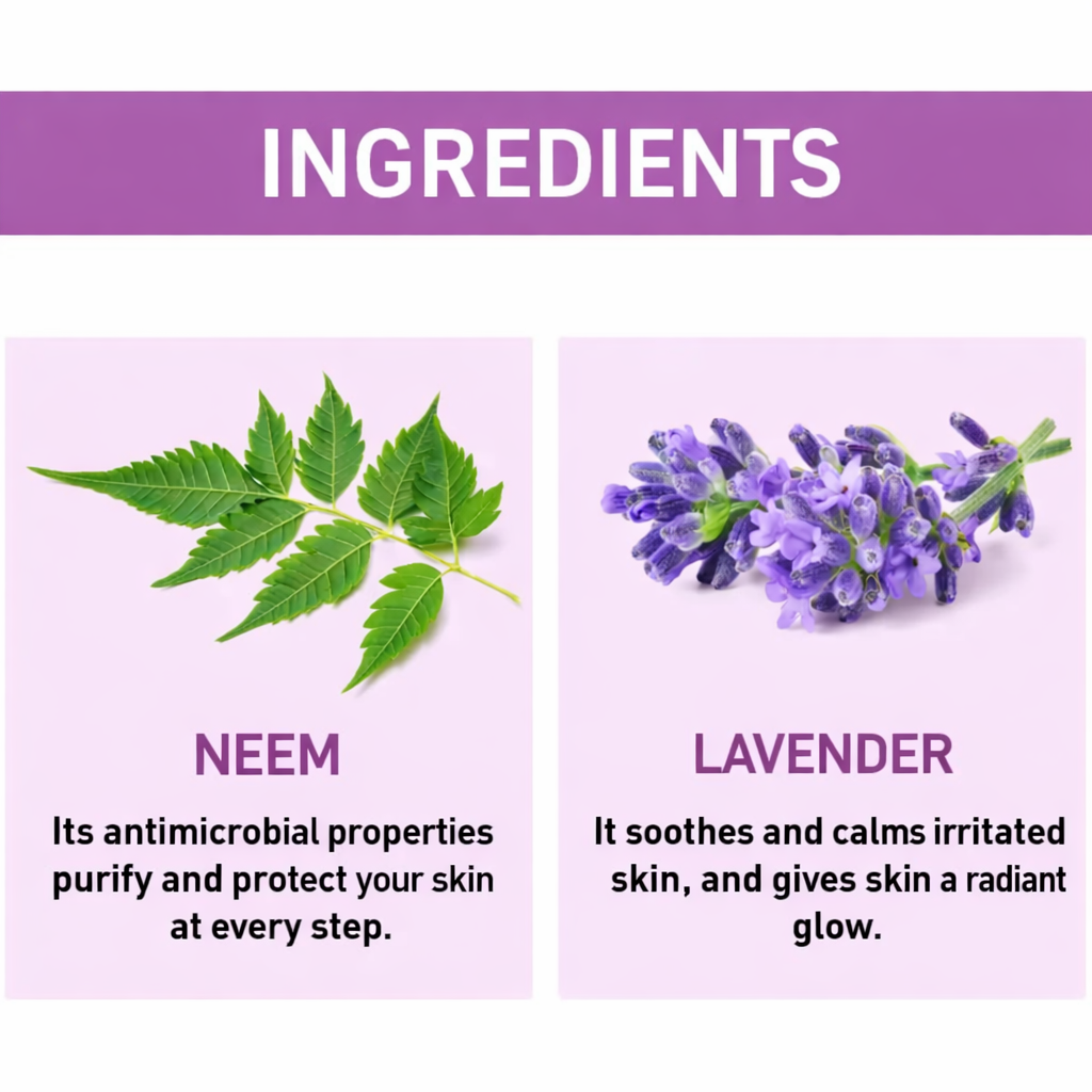 Bathing Soap- MyGlamm's Wipeout Germ Killing Soap with the Goodness of Lavender & Neem which Calms & Purifies Skin - 75gm