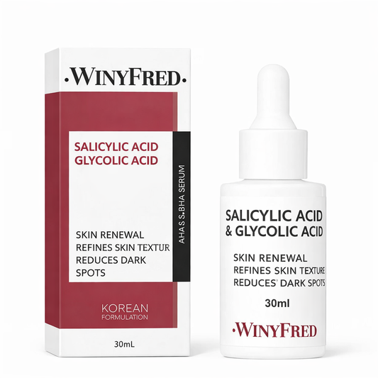 Face Serum- Winyfred Salicylic Acid, Glycolic Acid, AHA & BHA (Korean Formulation) Face Serum which is beneficial in Skin Renewal, Refining Skin Texture and Reducing Dark Spots - 30ml