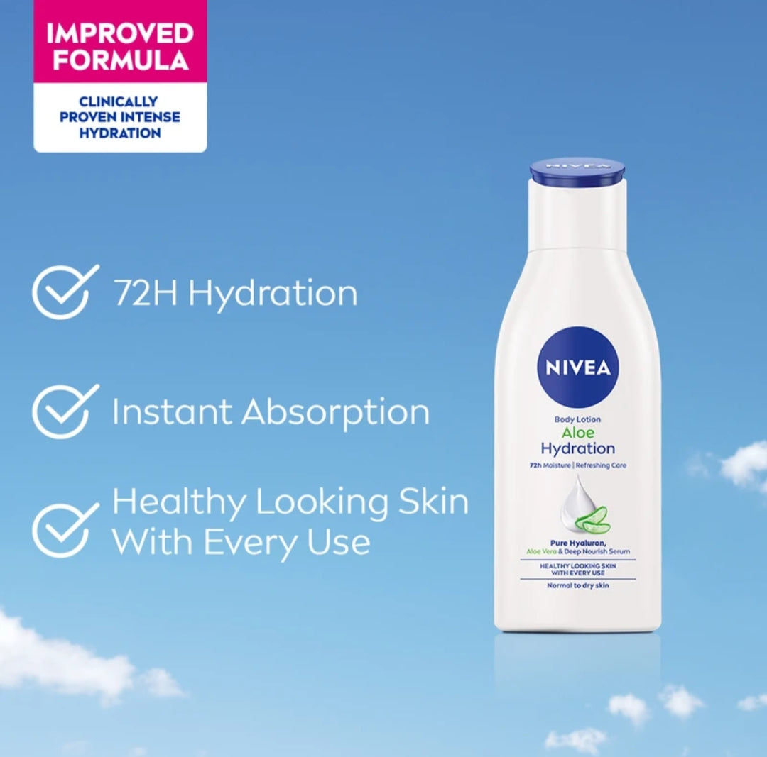 Lotions & Moisturizers- Nivea 5in1 Aloe Hydration 48 Hours Complete Care Refreshing Moisture Body Lotion for All Skin Types 75ml