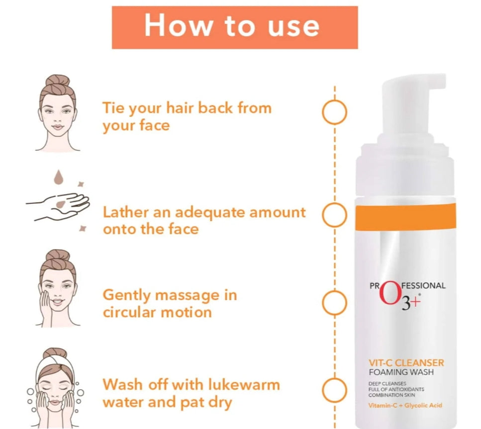 Face Wash- Professional O3+ Vit-C deep cleansing Foaming Face Wash 150ml