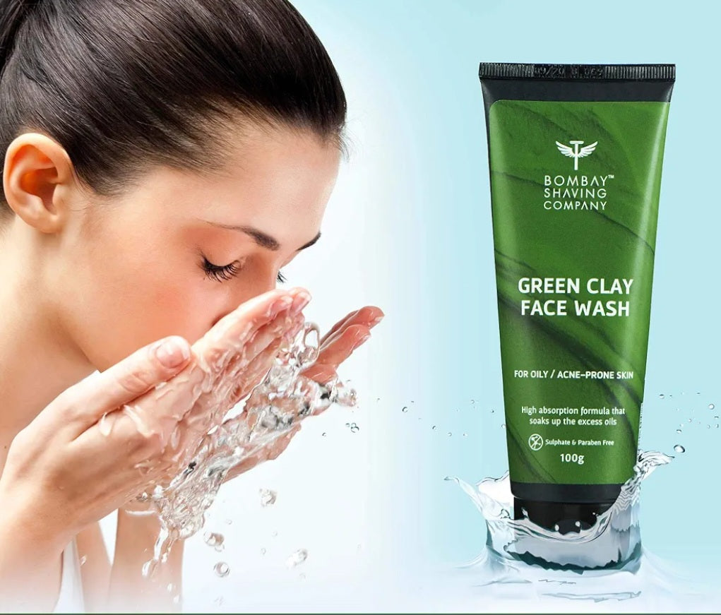 Face Wash- Bombay Shaving Company Green Clay Face Wash for Oily and Acne-Prone Skin 100gm