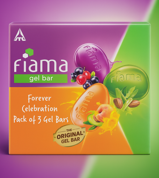 Bathing Soap- Fiama Original Gel Bar Pack of 3 Soaps (1. Lemongrass & Jojoba enriched, 2. Peach & Avocado enriched and 3. Blackcurrant & Bearberry) - 125gm each